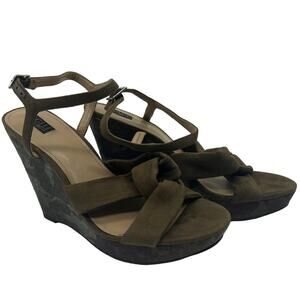 G.I.L.I. Knotted Front Wedge Ankle Strap Size 8 M Kahlie Willow Camo
